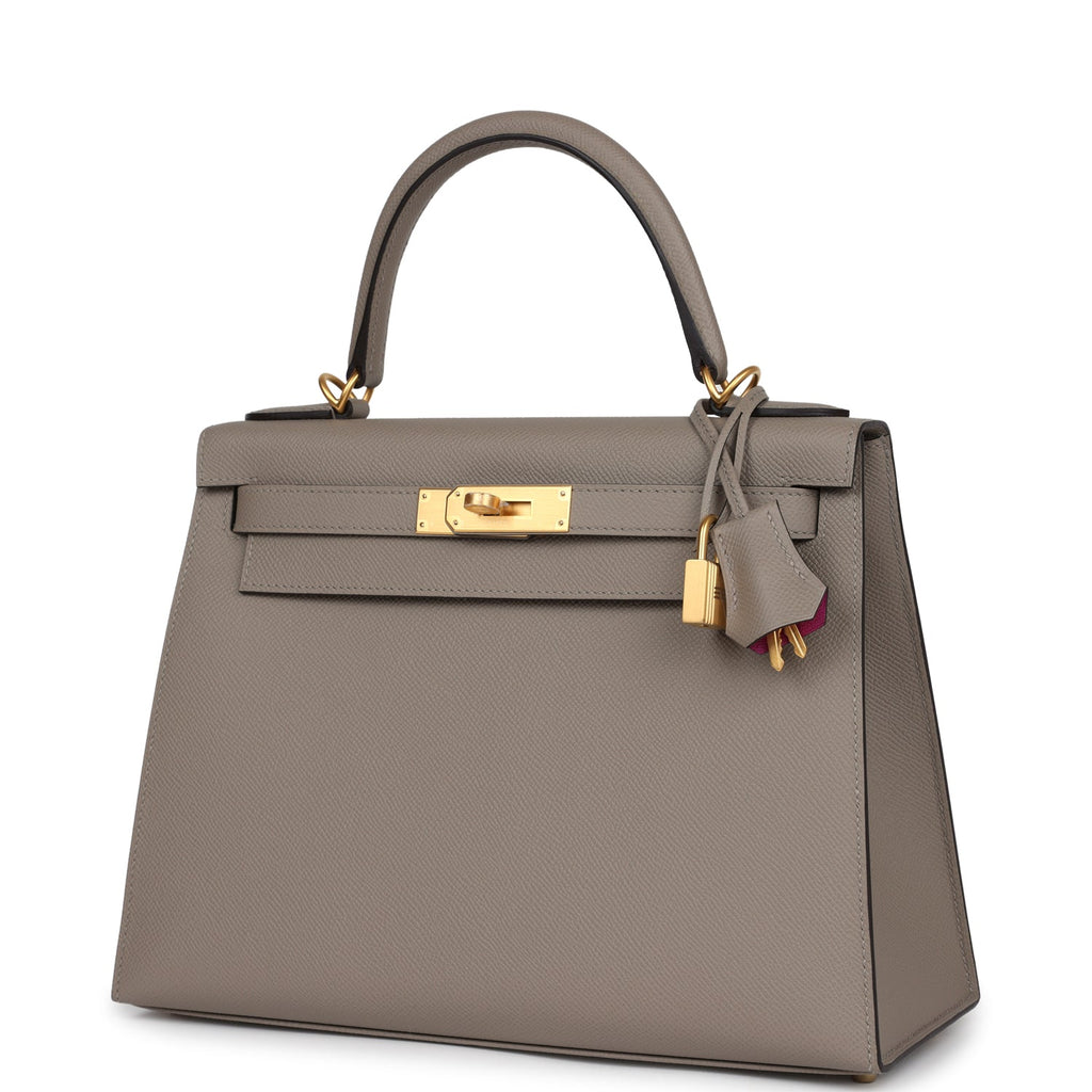 Special Order (HSS) Kelly Sellier 28 Gris Asphalte Verso Epsom Brushed Gold Hardware