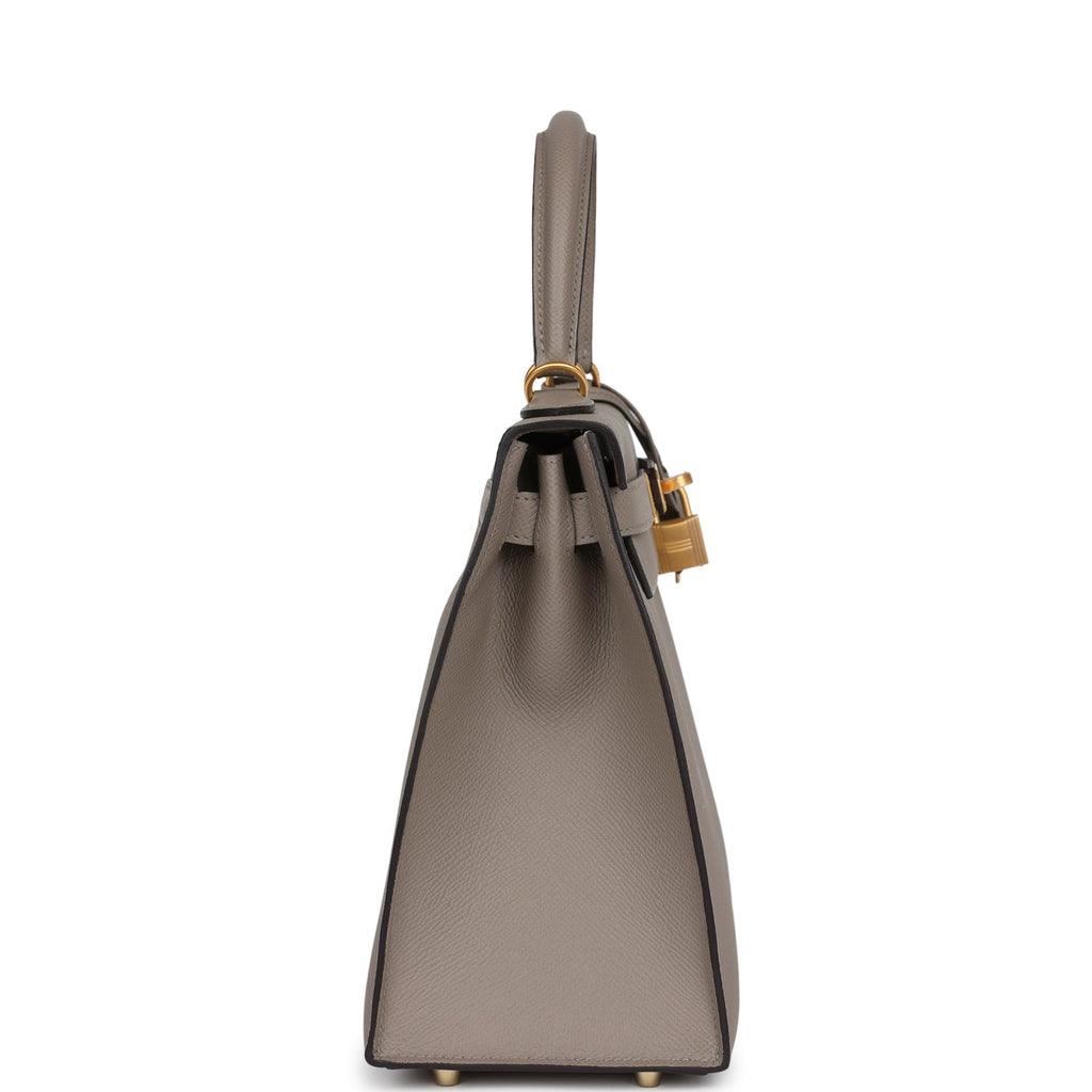Special Order (HSS) Kelly Sellier 28 Gris Asphalte Verso Epsom Brushed Gold Hardware