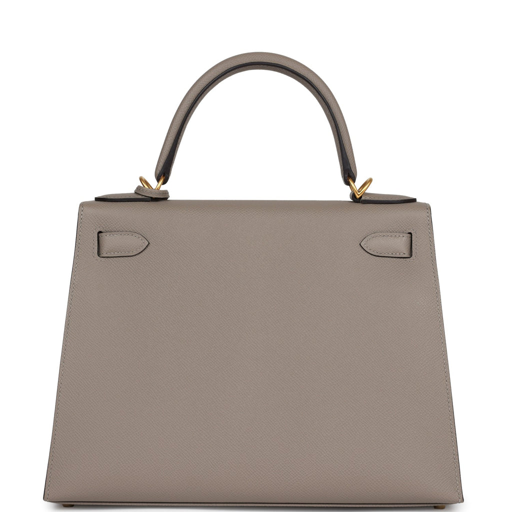 Special Order (HSS) Kelly Sellier 28 Gris Asphalte Verso Epsom Brushed Gold Hardware