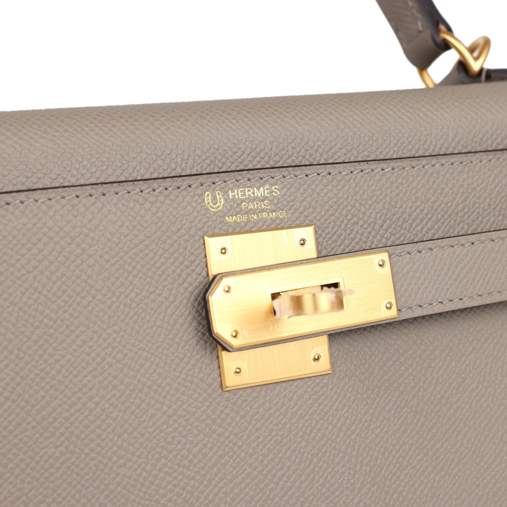 Special Order (HSS) Kelly Sellier 28 Gris Asphalte Verso Epsom Brushed Gold Hardware