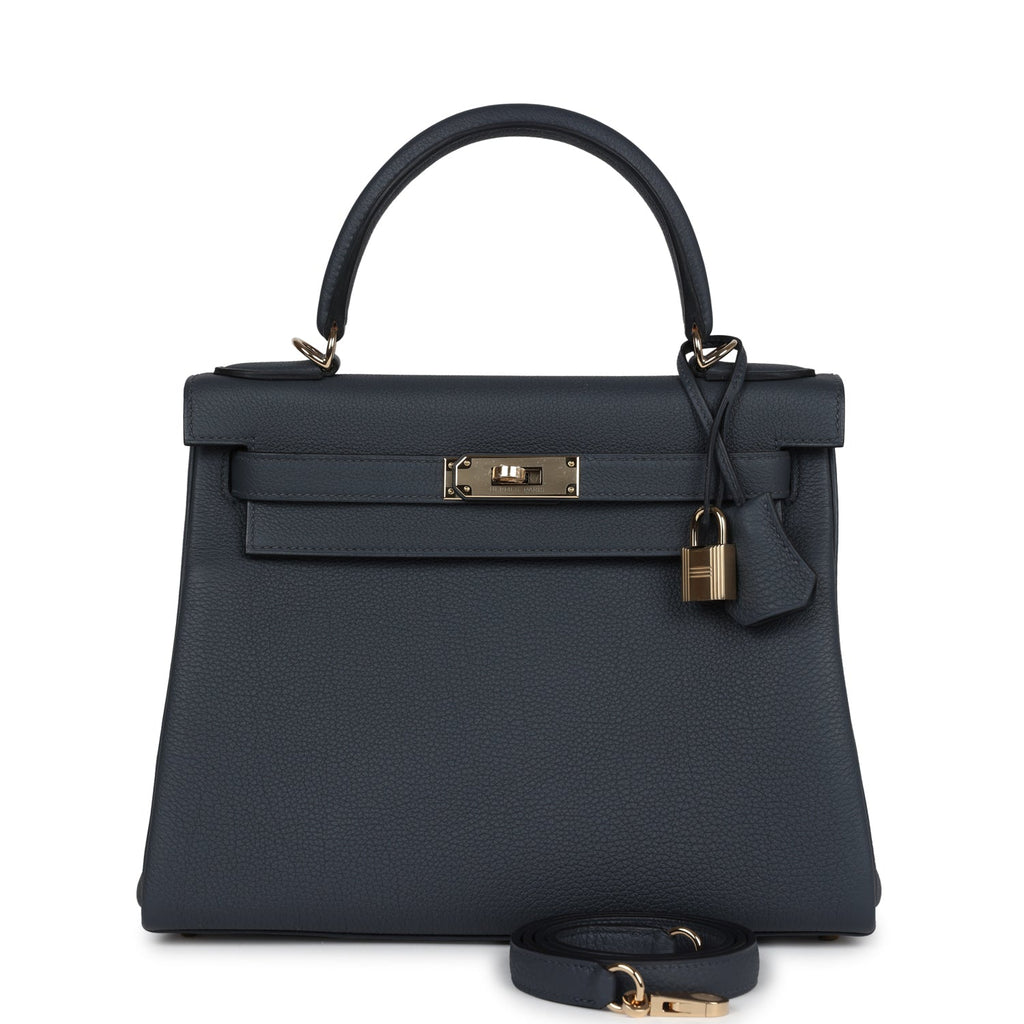 Kelly Retourne 28 Gris Misty Togo Permabrass Hardware