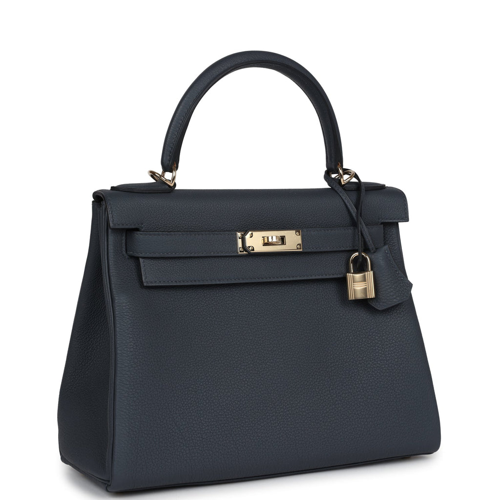 Kelly Retourne 28 Gris Misty Togo Permabrass Hardware
