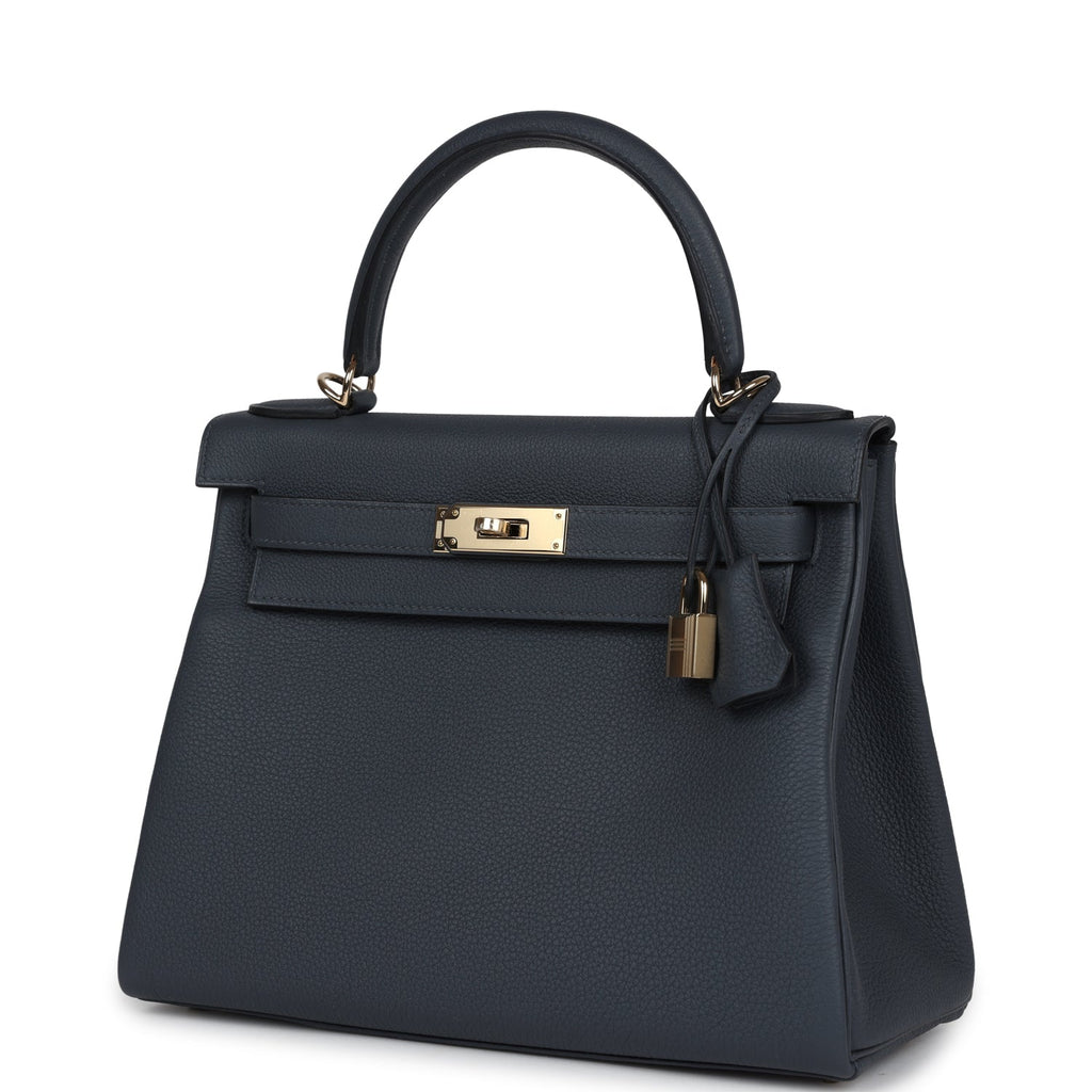 Kelly Retourne 28 Gris Misty Togo Permabrass Hardware