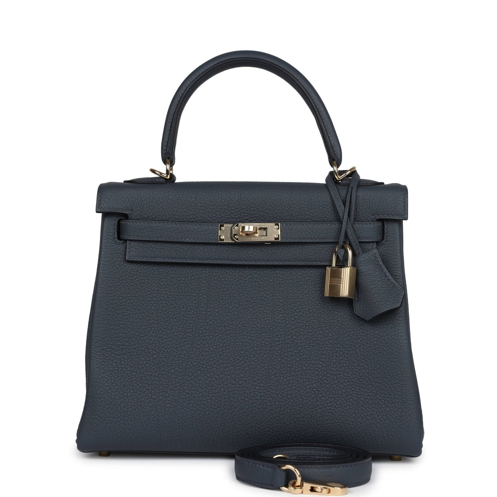 Kelly Retourne 25 Gris Misty Togo Permabrass Hardware