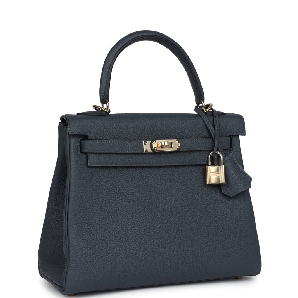 Kelly Retourne 25 Gris Misty Togo Permabrass Hardware