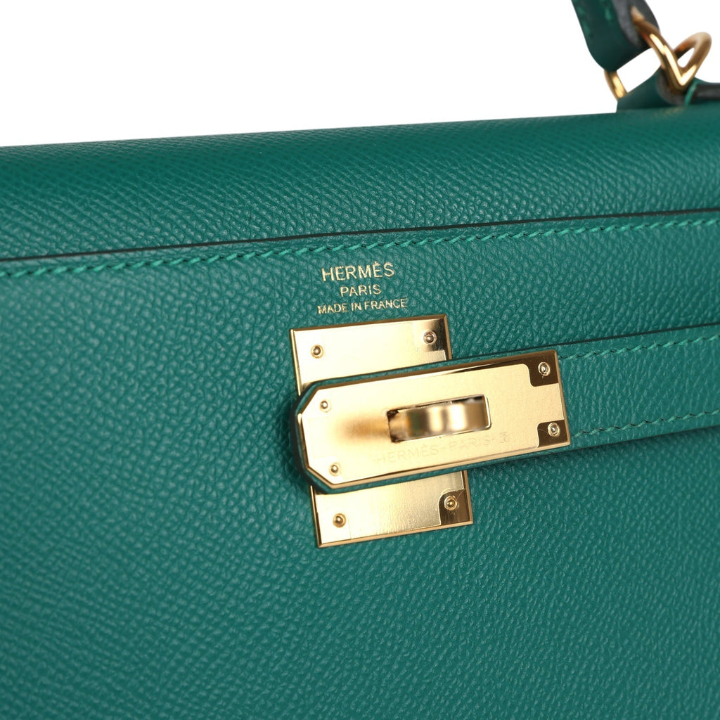 Kelly Sellier 28 Malachite Epsom Gold Hardware
