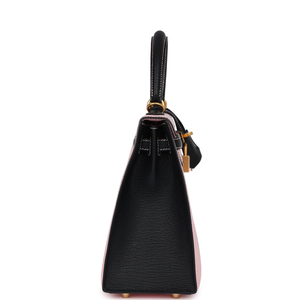 Special Order (HSS) Kelly Sellier 25 Rose Sakura and Black Chevre Mysore Brushed Gold Hardware