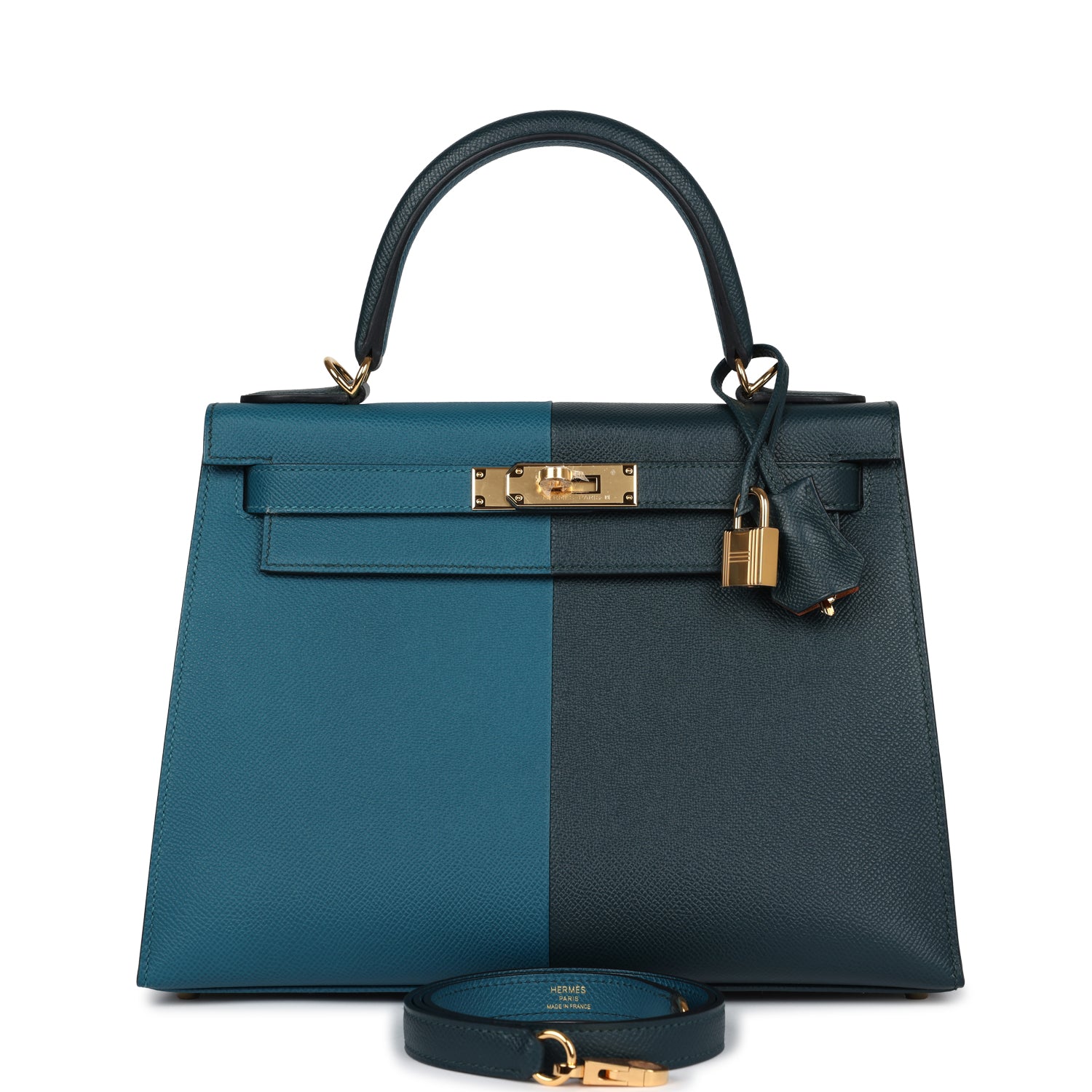 Kelly Sellier 28 Casaque Vert Cypres and Vert Bosphore Epsom Gold Hardware