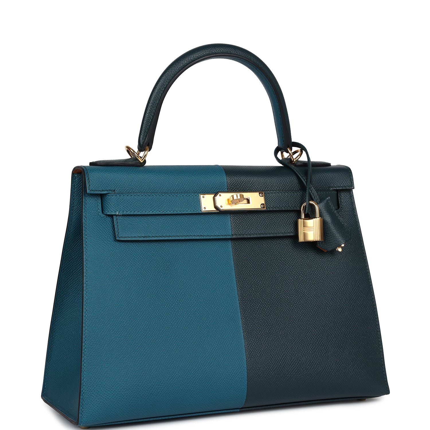 Kelly Sellier 28 Casaque Vert Cypres and Vert Bosphore Epsom Gold Hardware