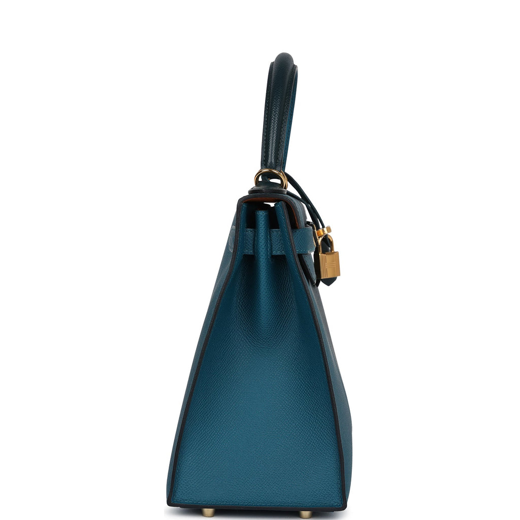 Kelly Sellier 28 Casaque Vert Cypres and Vert Bosphore Epsom Gold Hardware