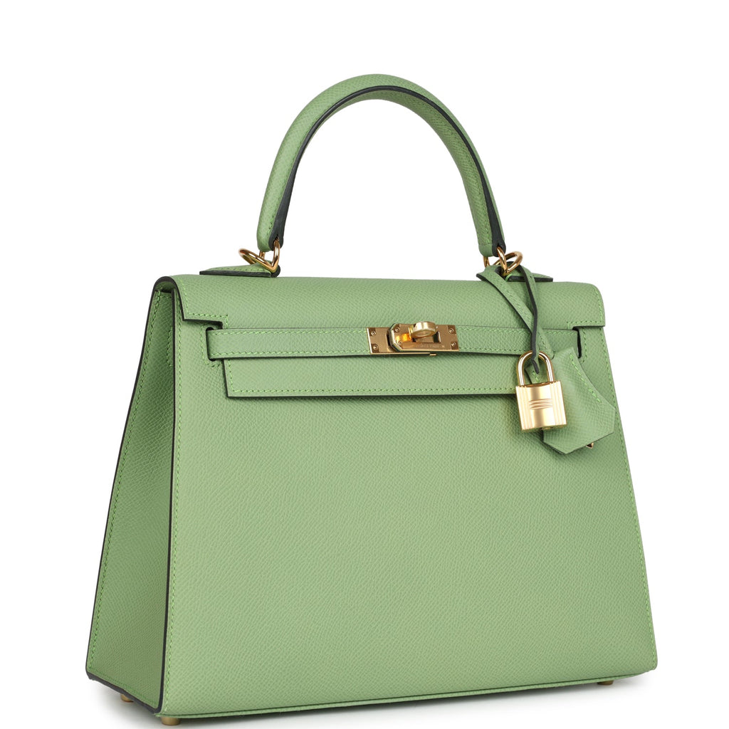 Kelly Sellier 25 Vert Criquet Epsom Gold Hardware