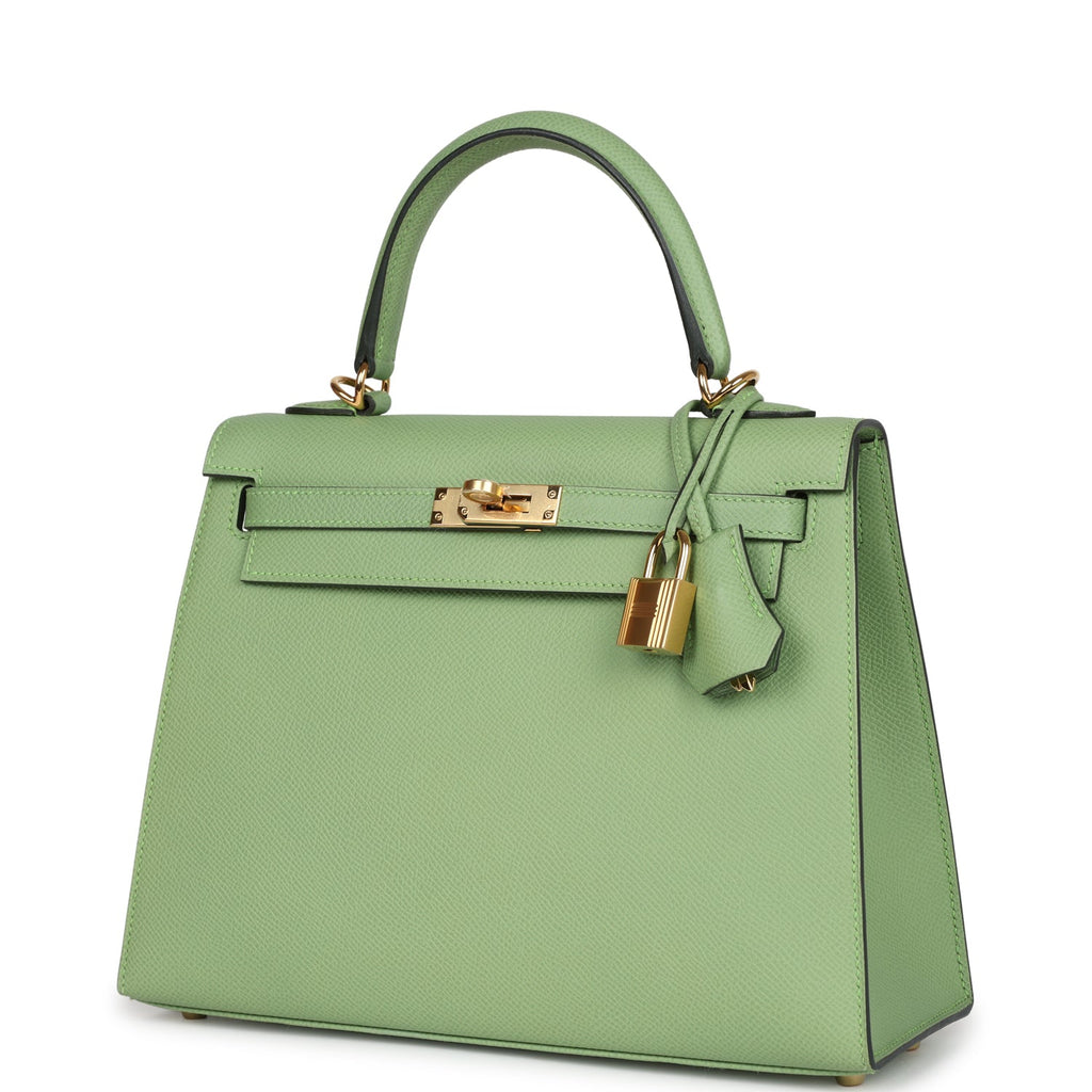 Kelly Sellier 25 Vert Criquet Epsom Gold Hardware