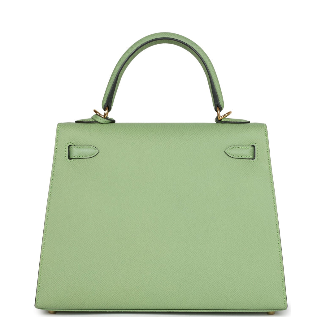 Kelly Sellier 25 Vert Criquet Epsom Gold Hardware
