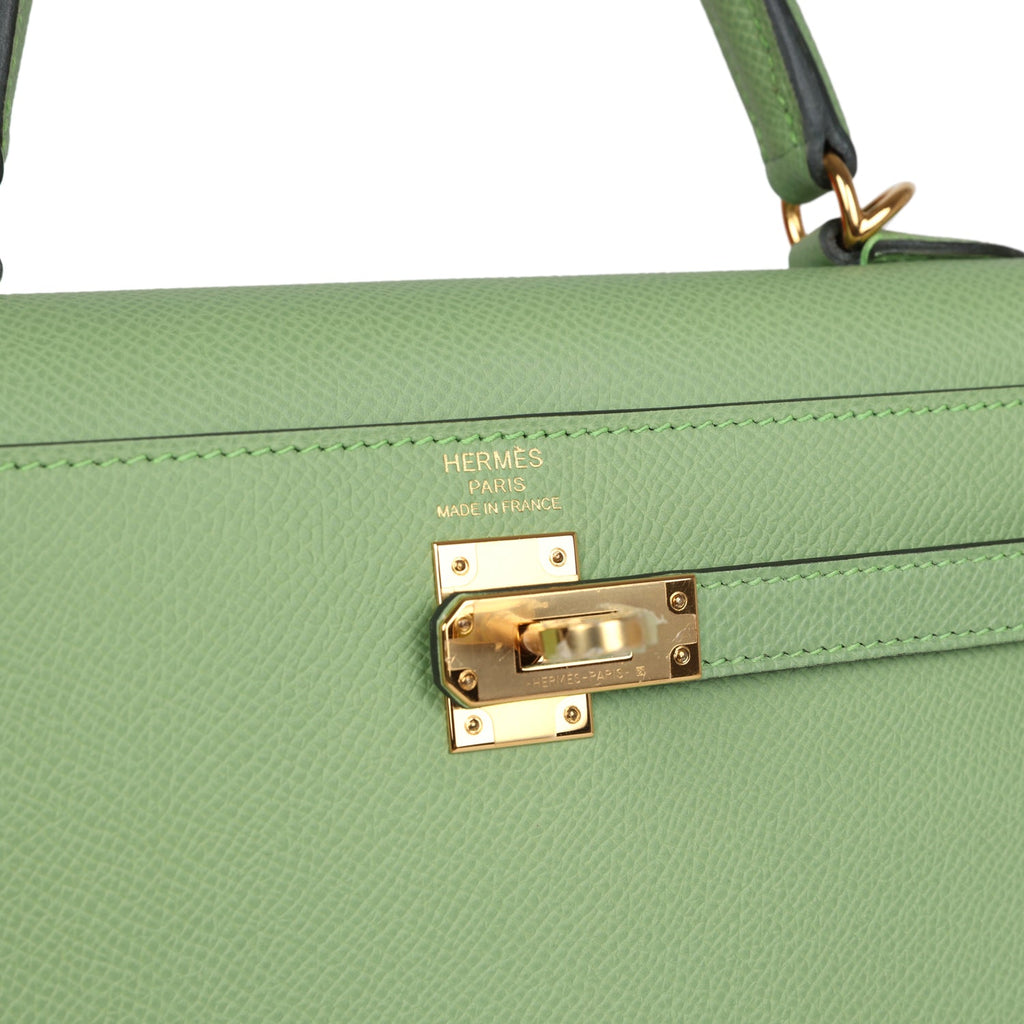 Kelly Sellier 25 Vert Criquet Epsom Gold Hardware