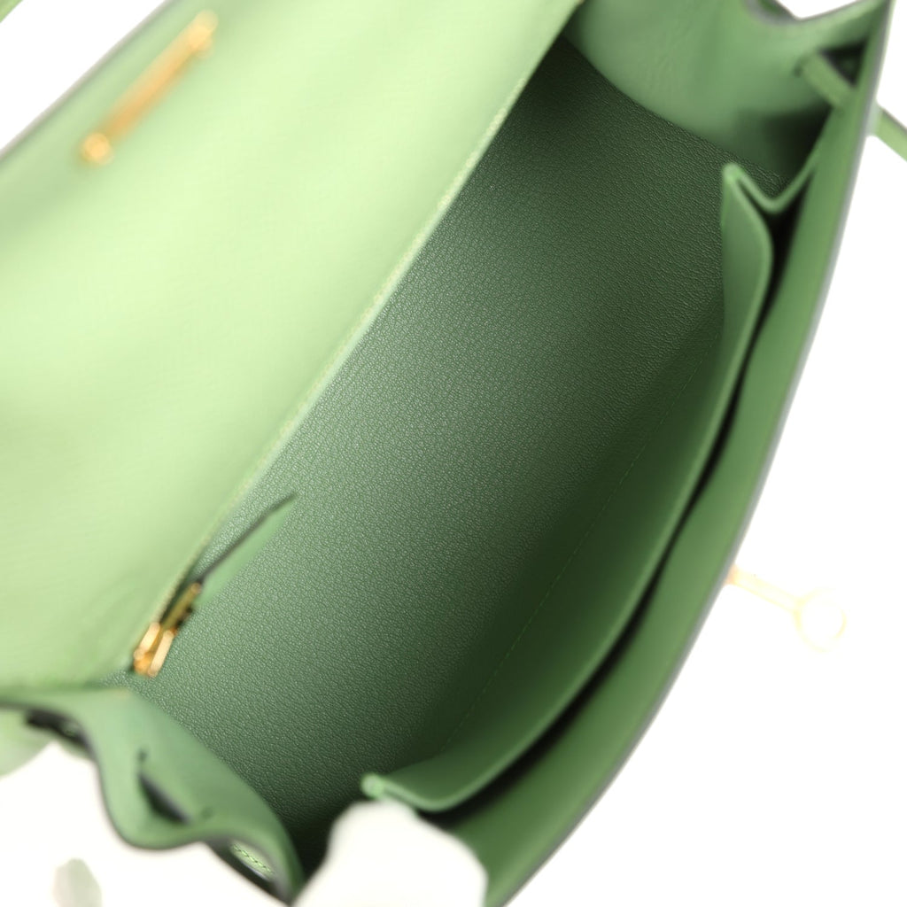 Kelly Sellier 25 Vert Criquet Epsom Gold Hardware