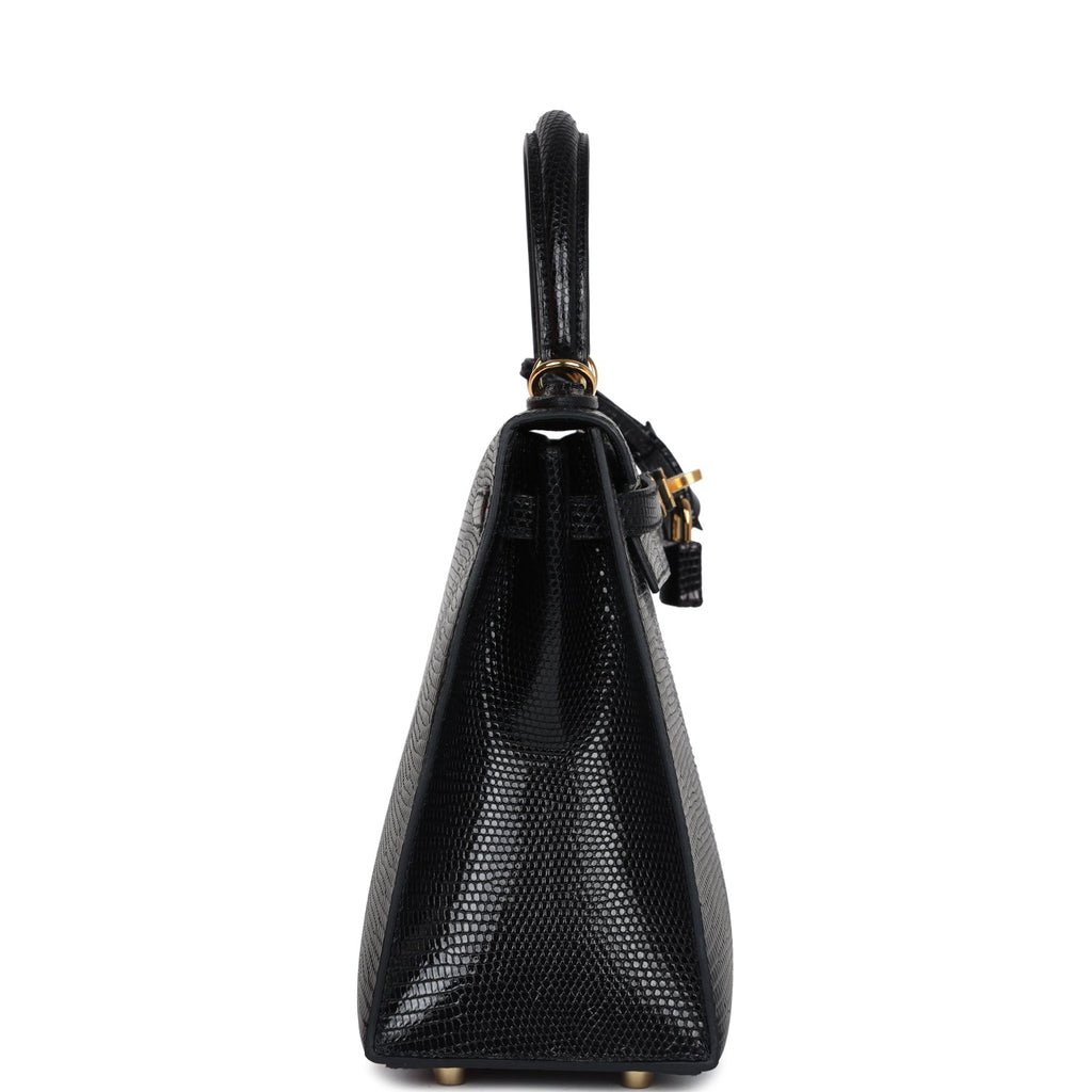 Kelly Sellier 25 Black Varanus Niloticus Lizard Gold Hardware
