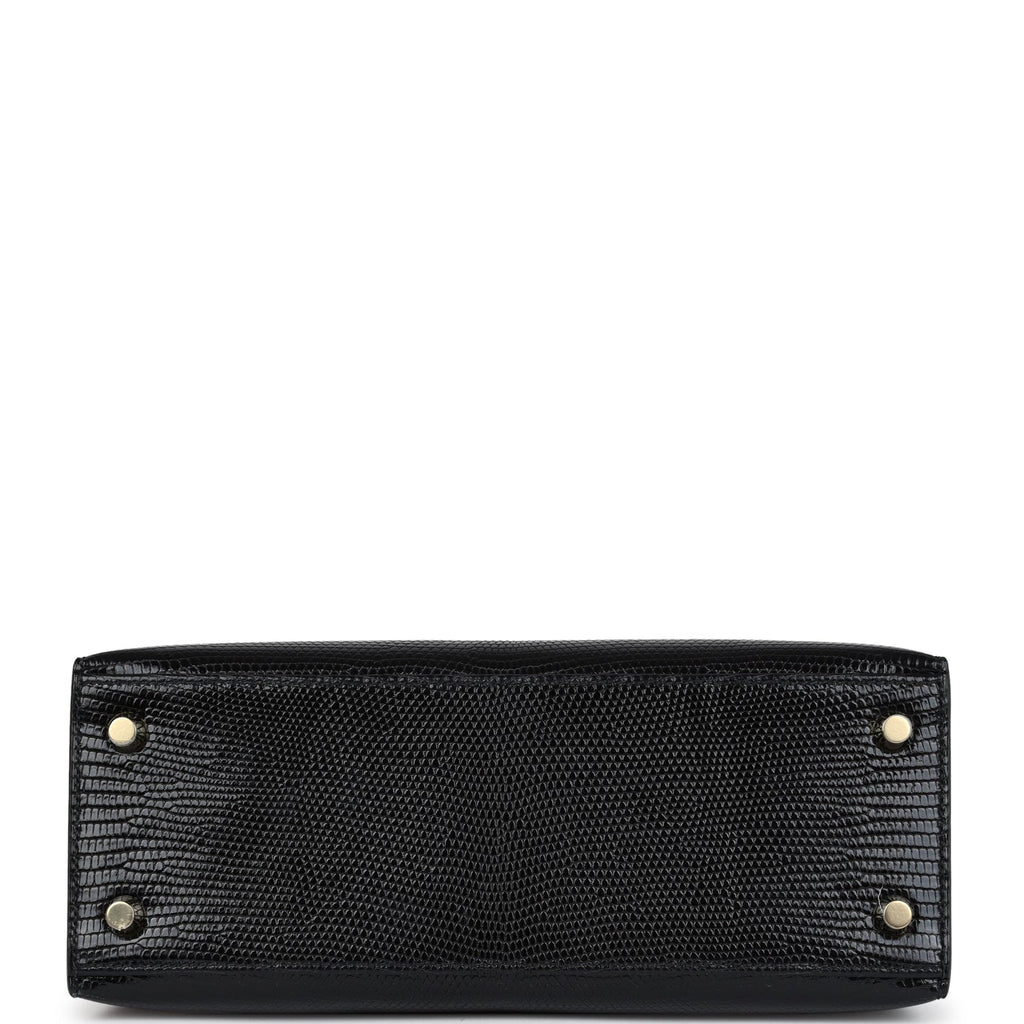 Kelly Sellier 25 Black Varanus Niloticus Lizard Gold Hardware