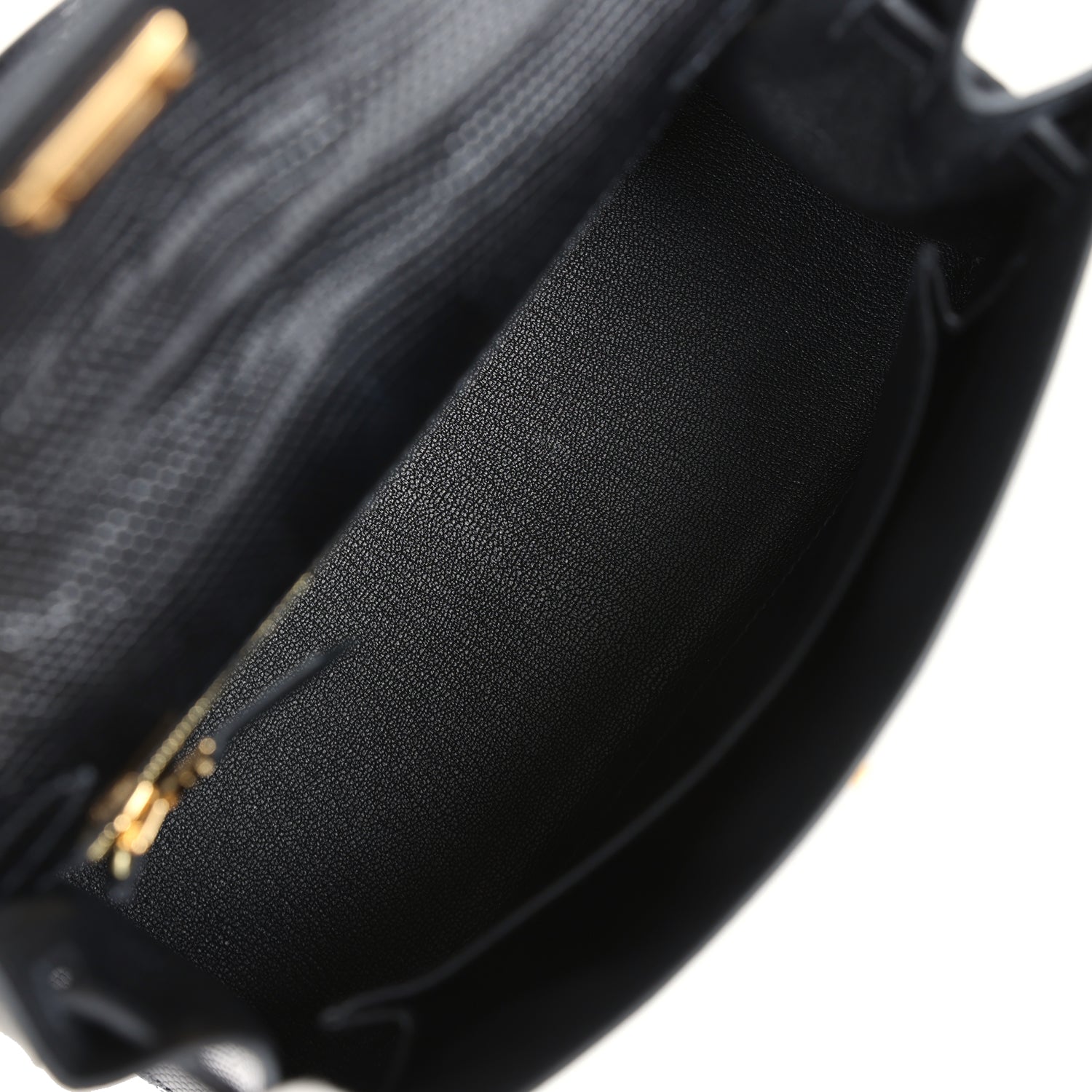 Kelly Sellier 25 Black Varanus Niloticus Lizard Gold Hardware