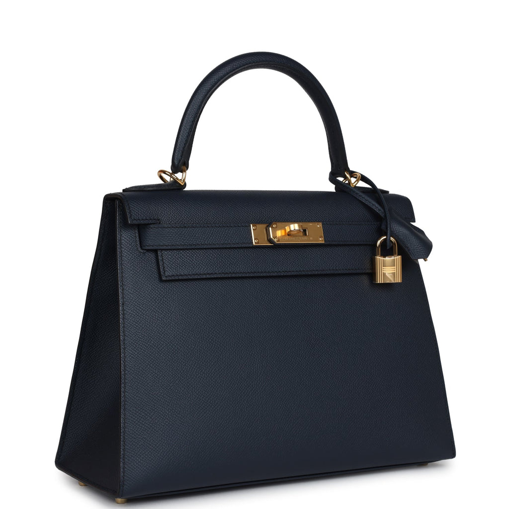 Kelly Sellier 28 Bleu Indigo Epsom Gold Hardware