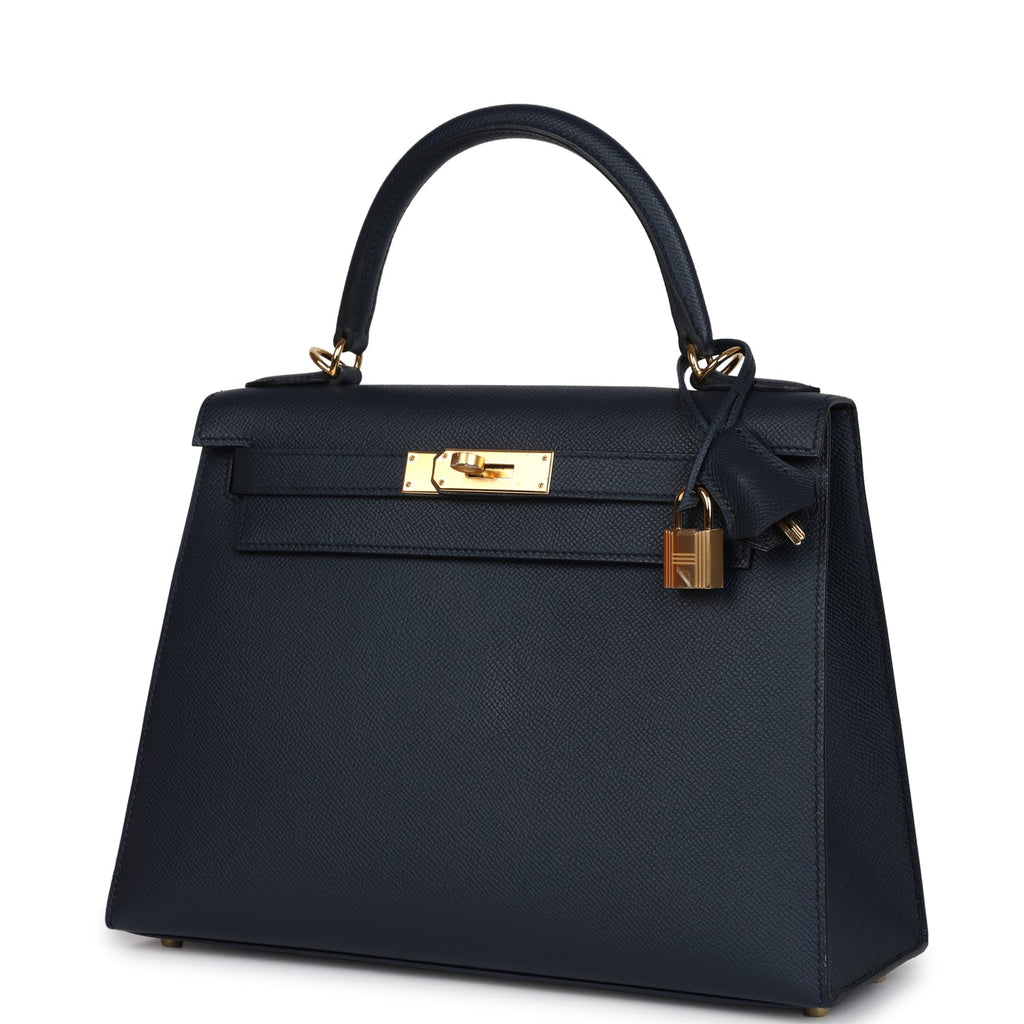 Kelly Sellier 28 Bleu Indigo Epsom Gold Hardware