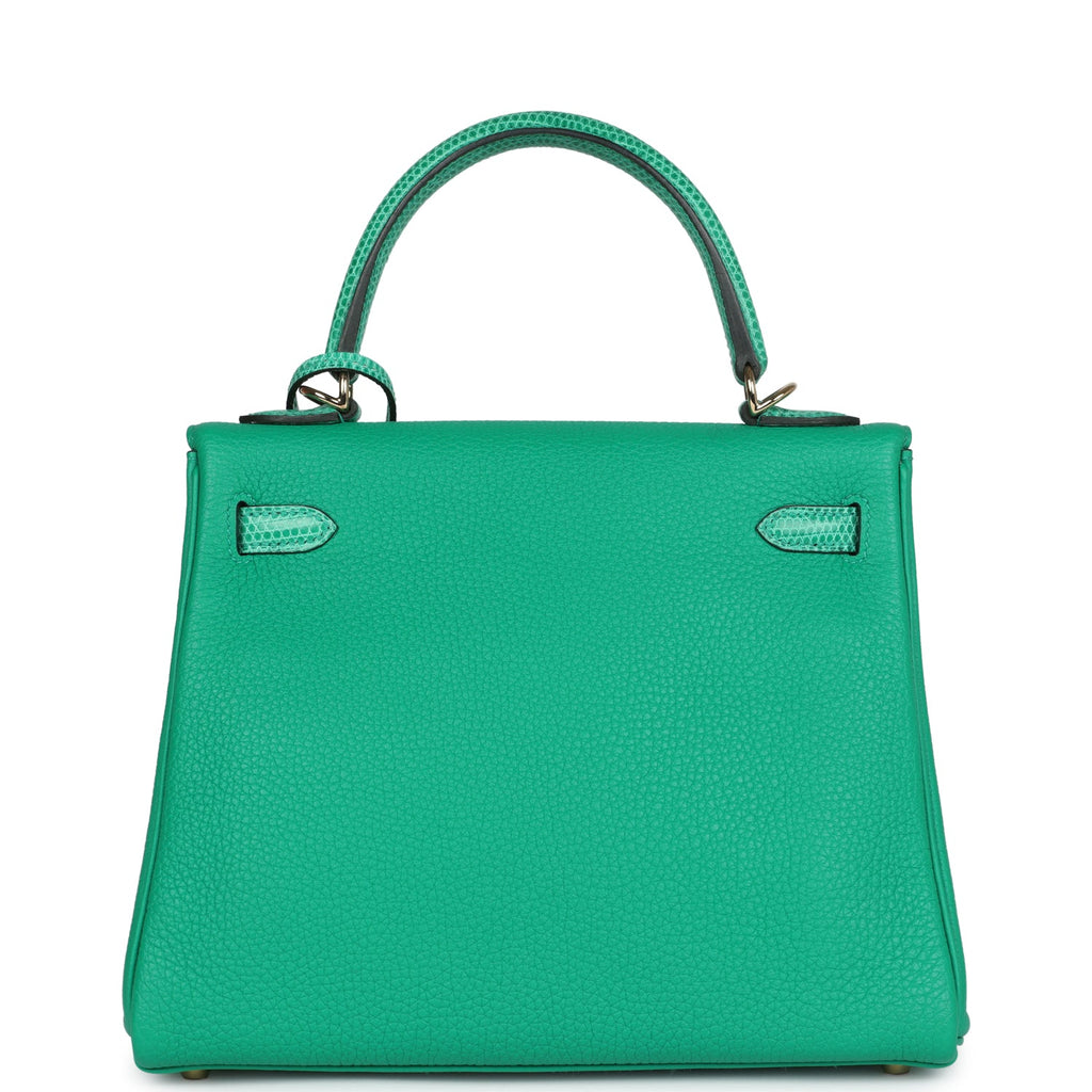Kelly Retourne 25 Menthe Togo and Varanus Niloticus Lizard Touch Permabrass Hardware