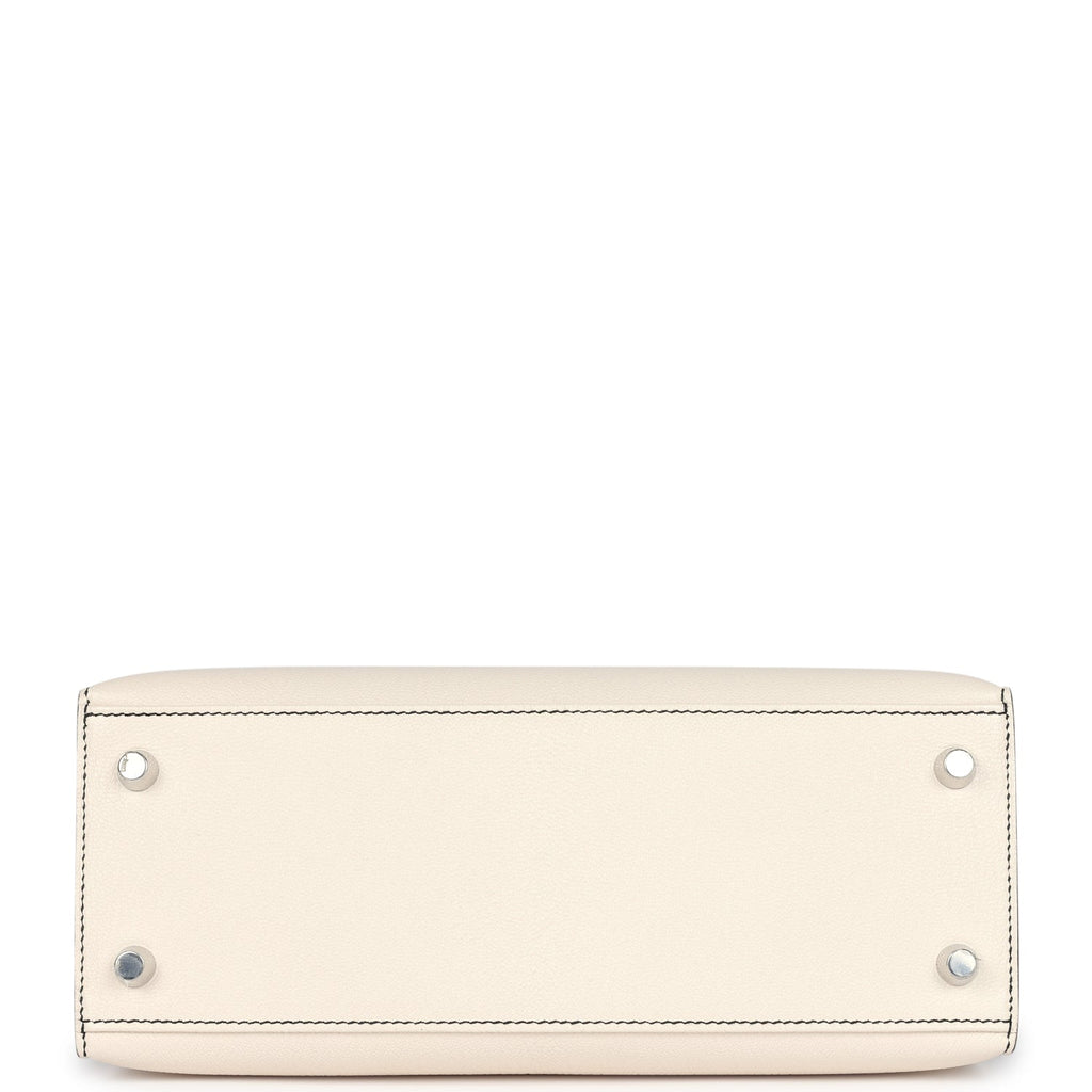 Special Order (HSS) Kelly Sellier 25 Nata and Black Chevre Mysore Brushed Palladium Hardware