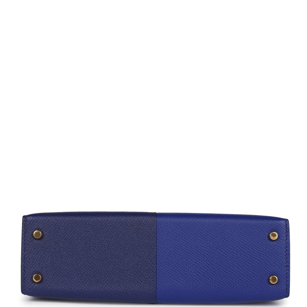 Casaque Kelly Sellier 20 Bleu Electric and Bleu Encre Epsom Gold Hardware