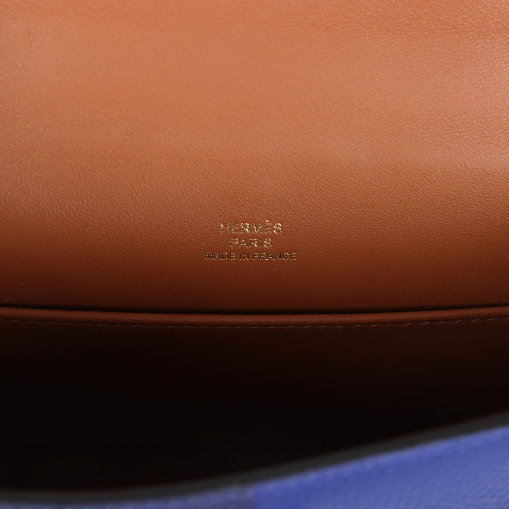 Casaque Kelly Sellier 20 Bleu Electric and Bleu Encre Epsom Gold Hardware