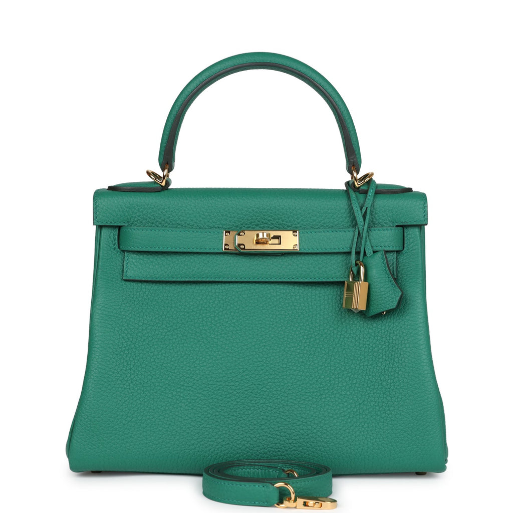 Kelly Retourne 28 Vert Vertigo Clemence Gold Hardware
