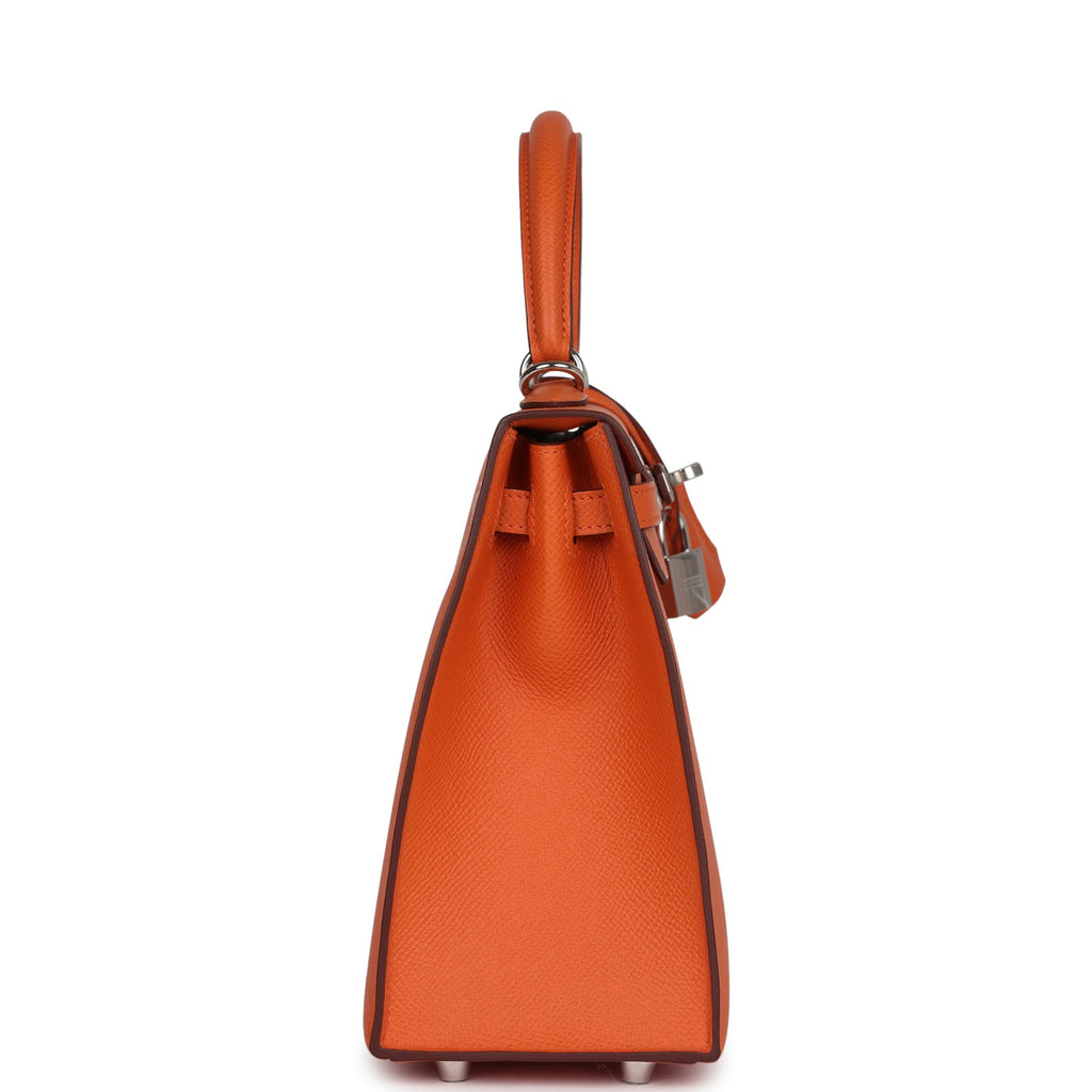 Kelly Sellier 25 Orange Epsom Palladium Hardware