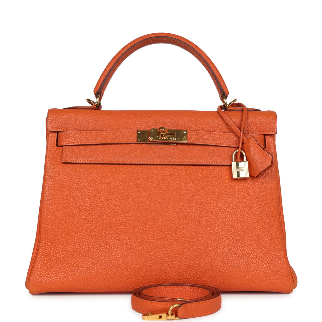 Vintage Kelly Retourne 32 Orange Togo Gold Hardware