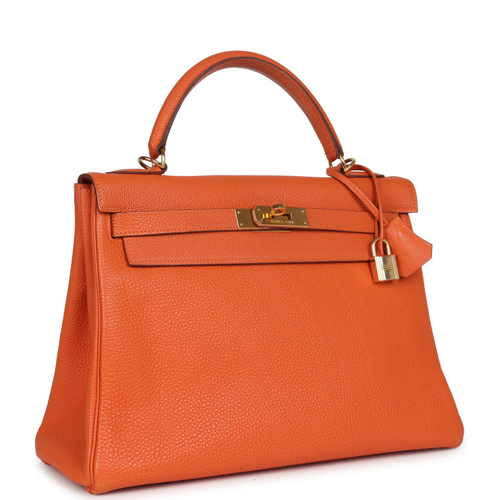 Vintage Kelly Retourne 32 Orange Togo Gold Hardware