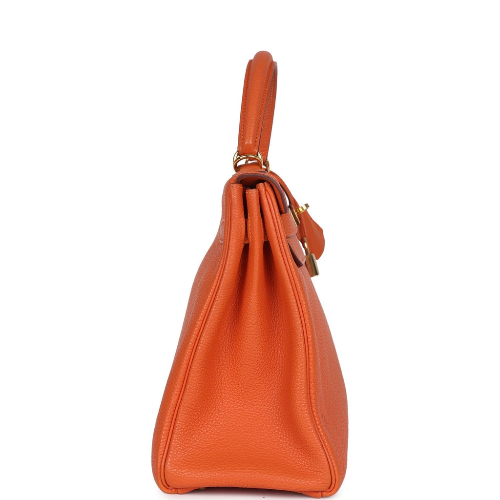 Vintage Kelly Retourne 32 Orange Togo Gold Hardware