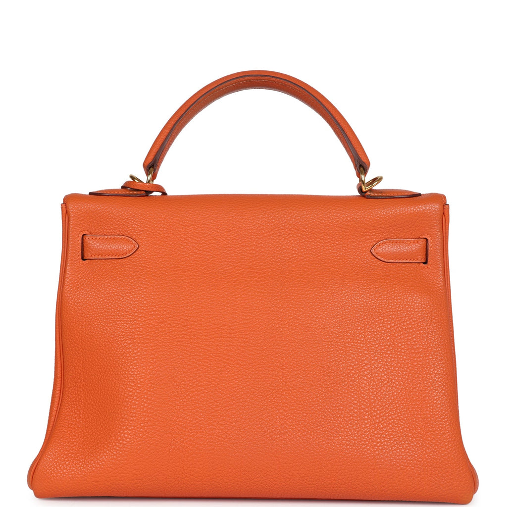 Vintage Kelly Retourne 32 Orange Togo Gold Hardware