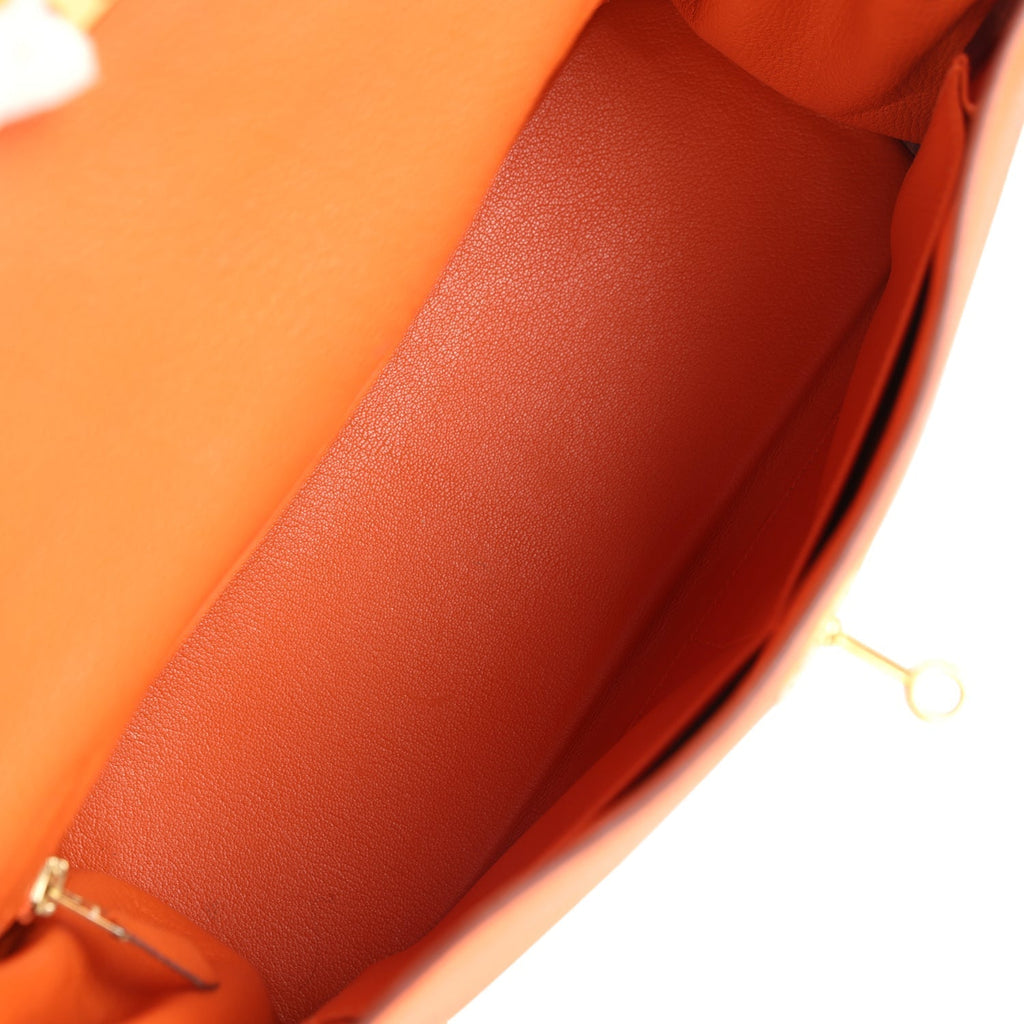 Vintage Kelly Retourne 32 Orange Togo Gold Hardware