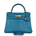 Kelly Retourne 28 Bleu Izmir Tadelakt Gold Hardware