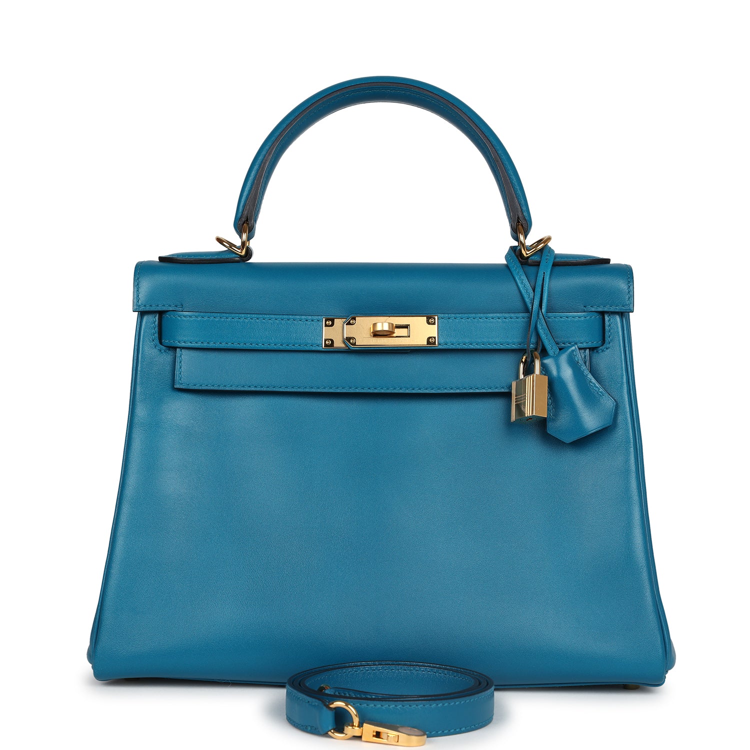 Kelly Retourne 28 Bleu Izmir Tadelakt Gold Hardware