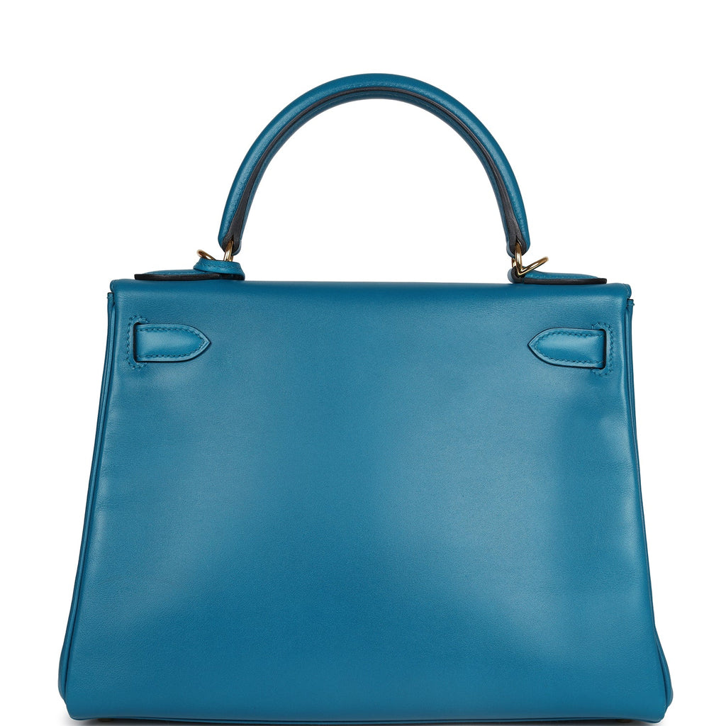 Kelly Retourne 28 Bleu Izmir Tadelakt Gold Hardware