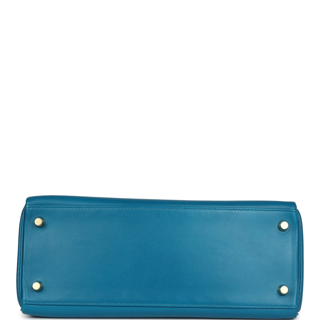 Kelly Retourne 28 Bleu Izmir Tadelakt Gold Hardware