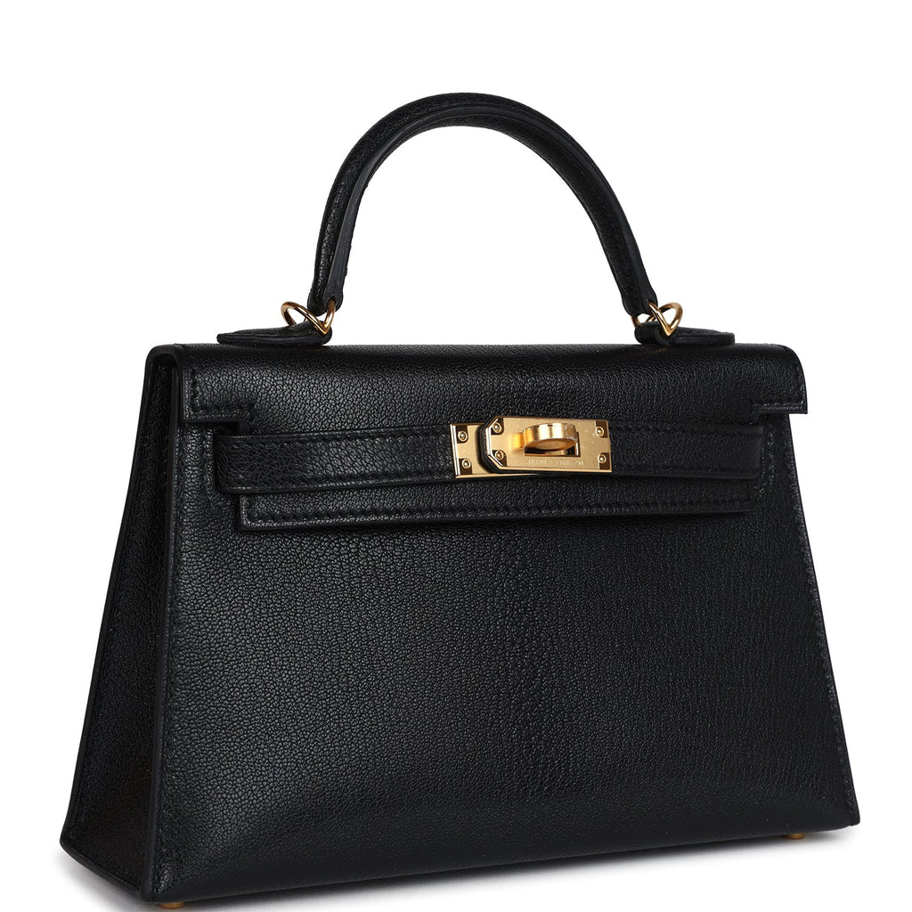 Kelly Sellier 20 Black Chevre Mysore Gold Hardware