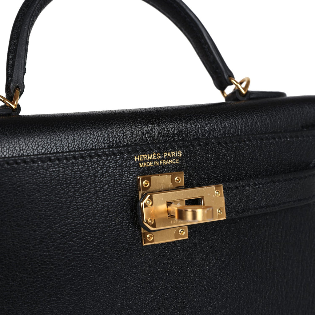 Kelly Sellier 20 Black Chevre Mysore Gold Hardware