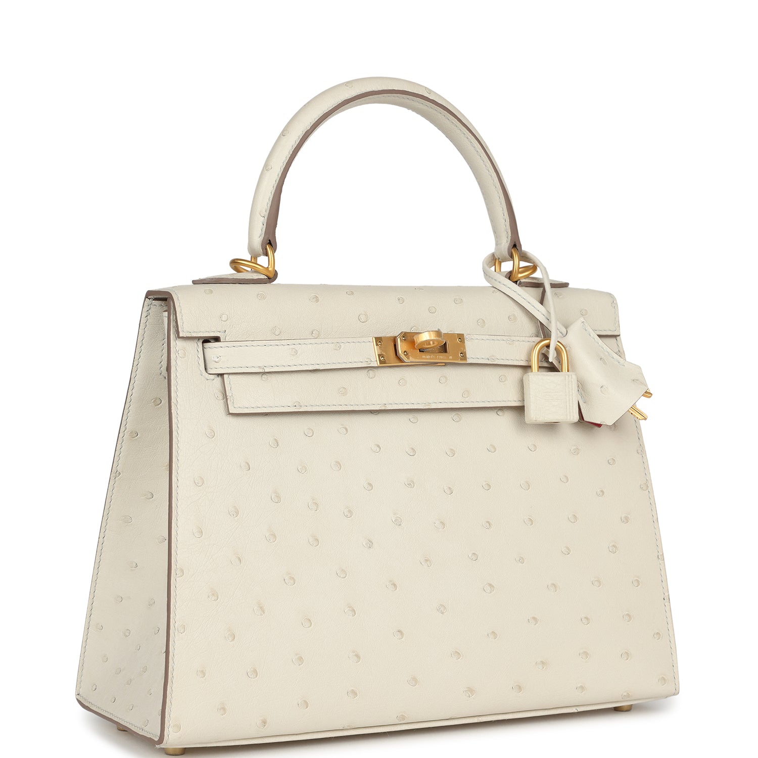 Special Order (HSS) Kelly Sellier 25 Beton Ostrich Verso Brushed Gold Hardware