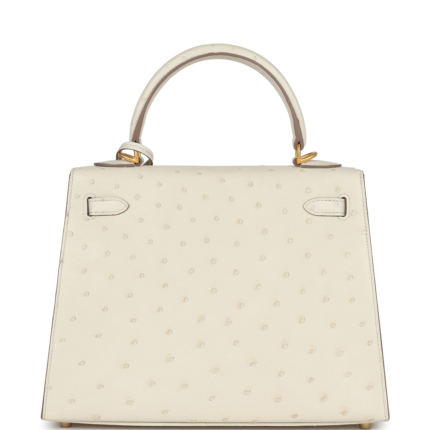 Special Order (HSS) Kelly Sellier 25 Beton Ostrich Verso Brushed Gold Hardware