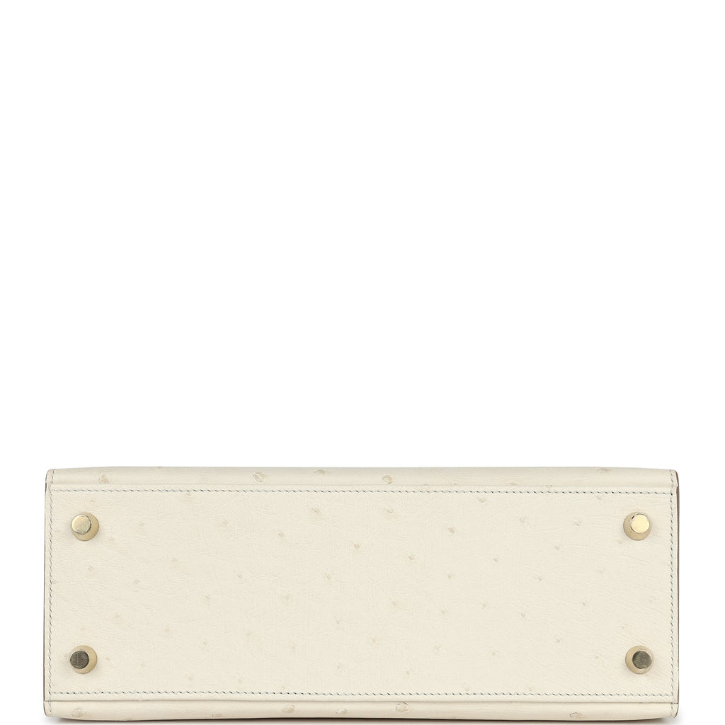 Special Order (HSS) Kelly Sellier 25 Beton Ostrich Verso Brushed Gold Hardware
