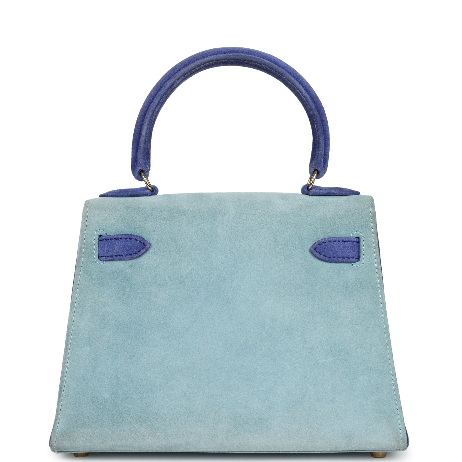 Vintage Kelly Sellier 20 Bleu Electric and Aqua Doblis Gold Hardware