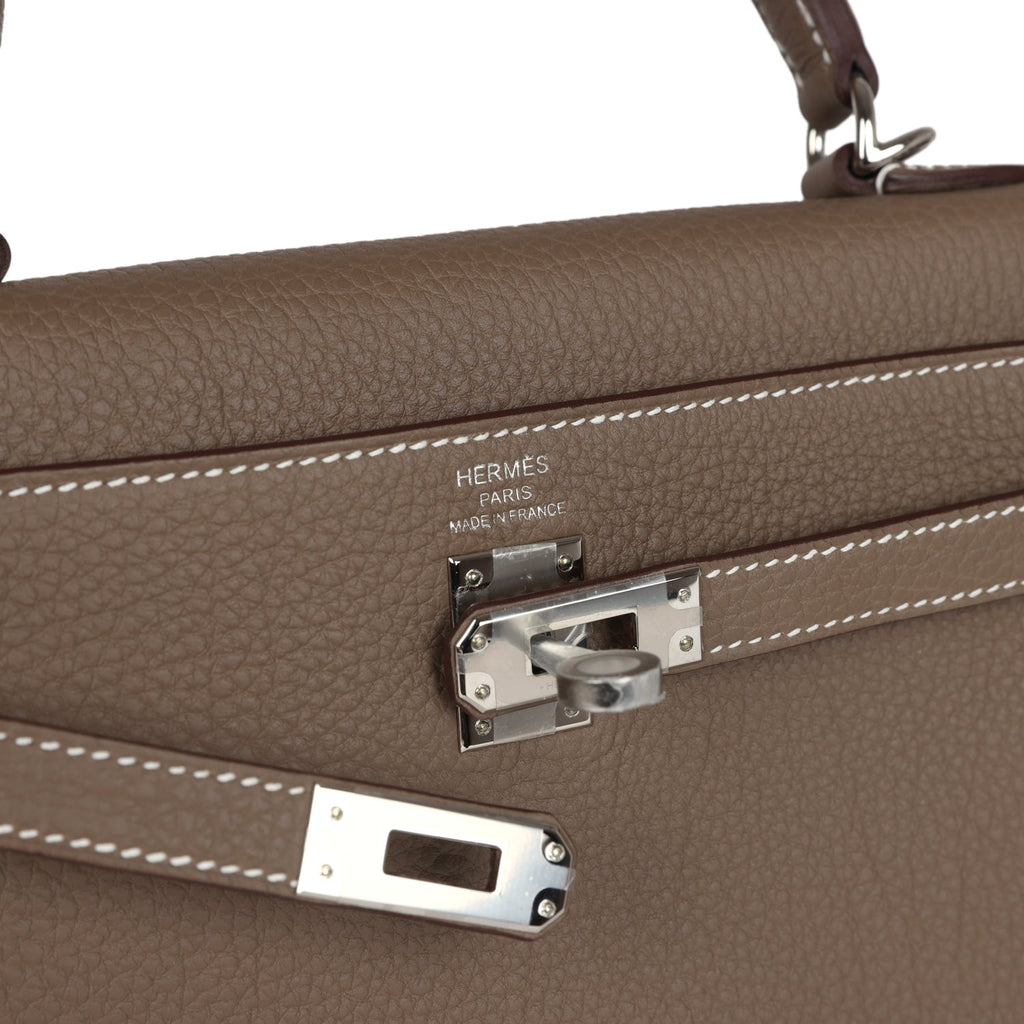 Kelly Retourne 25 Etoupe Togo Palladium Hardware