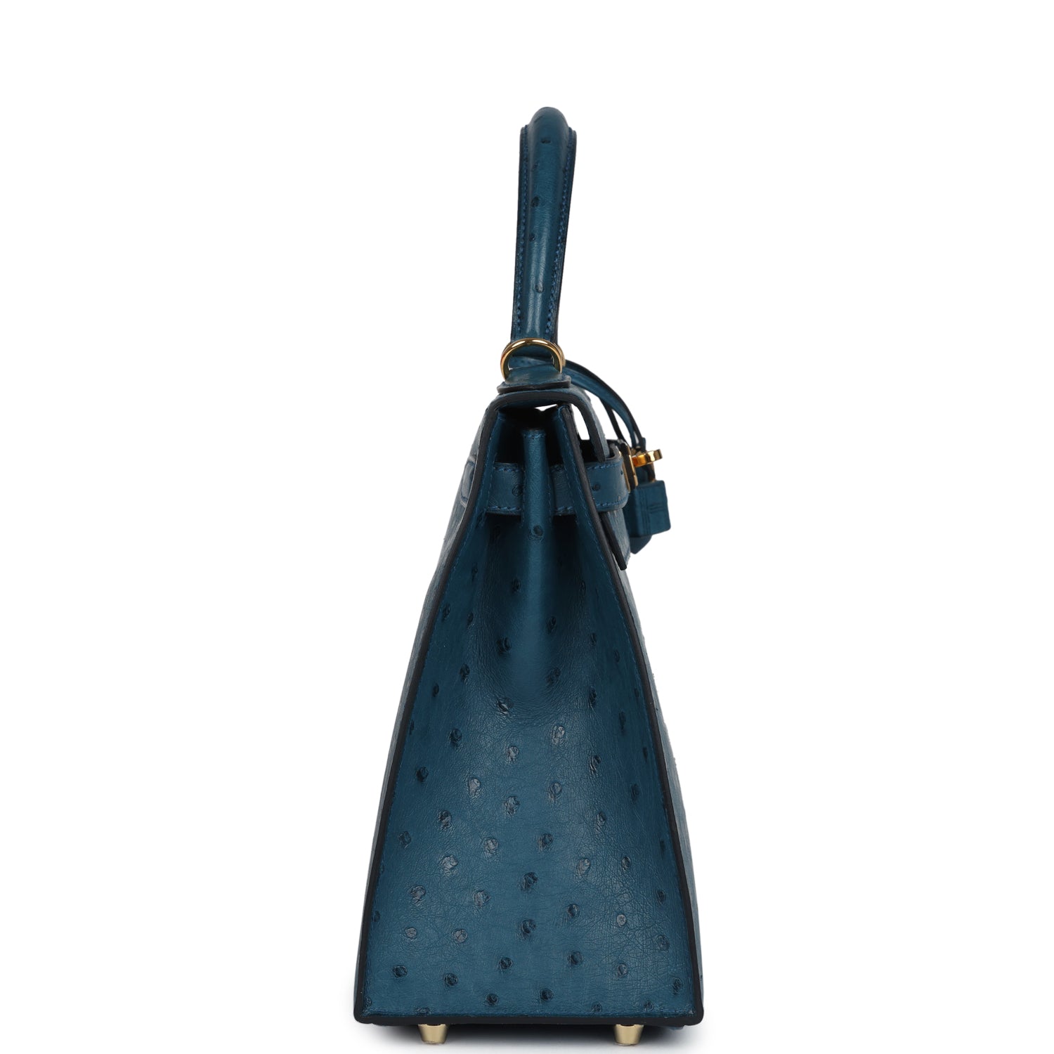 Kelly Sellier 28 Cobalt Ostrich Gold Hardware