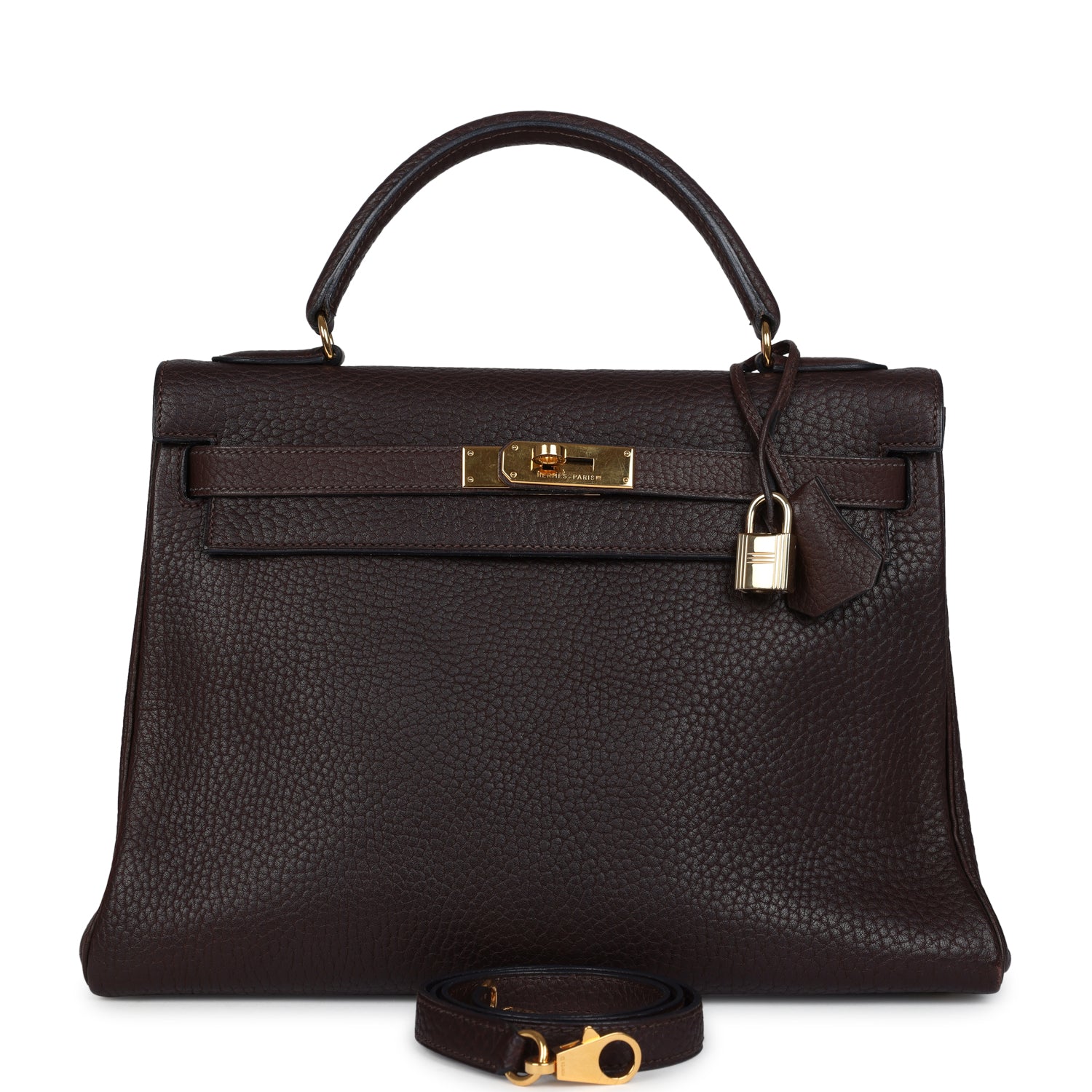 Vintage Kelly Retourne 32 Marron Fonce Fjord Gold Hardware