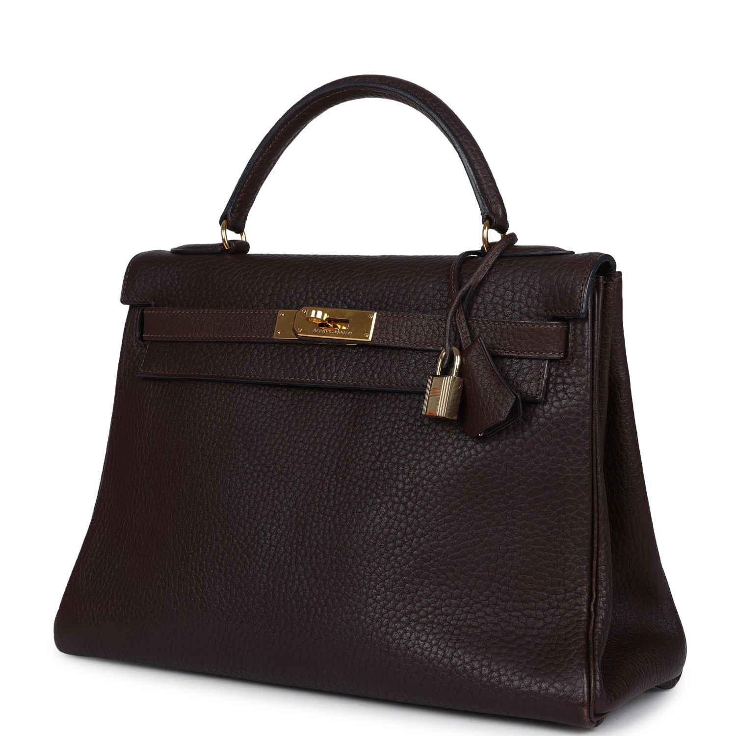 Vintage Kelly Retourne 32 Marron Fonce Fjord Gold Hardware