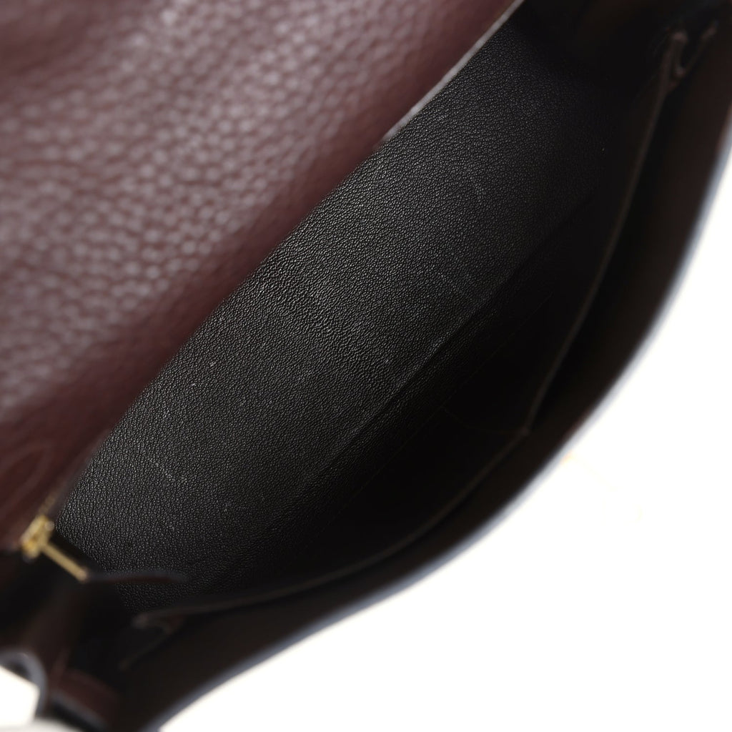 Vintage Kelly Retourne 32 Marron Fonce Fjord Gold Hardware